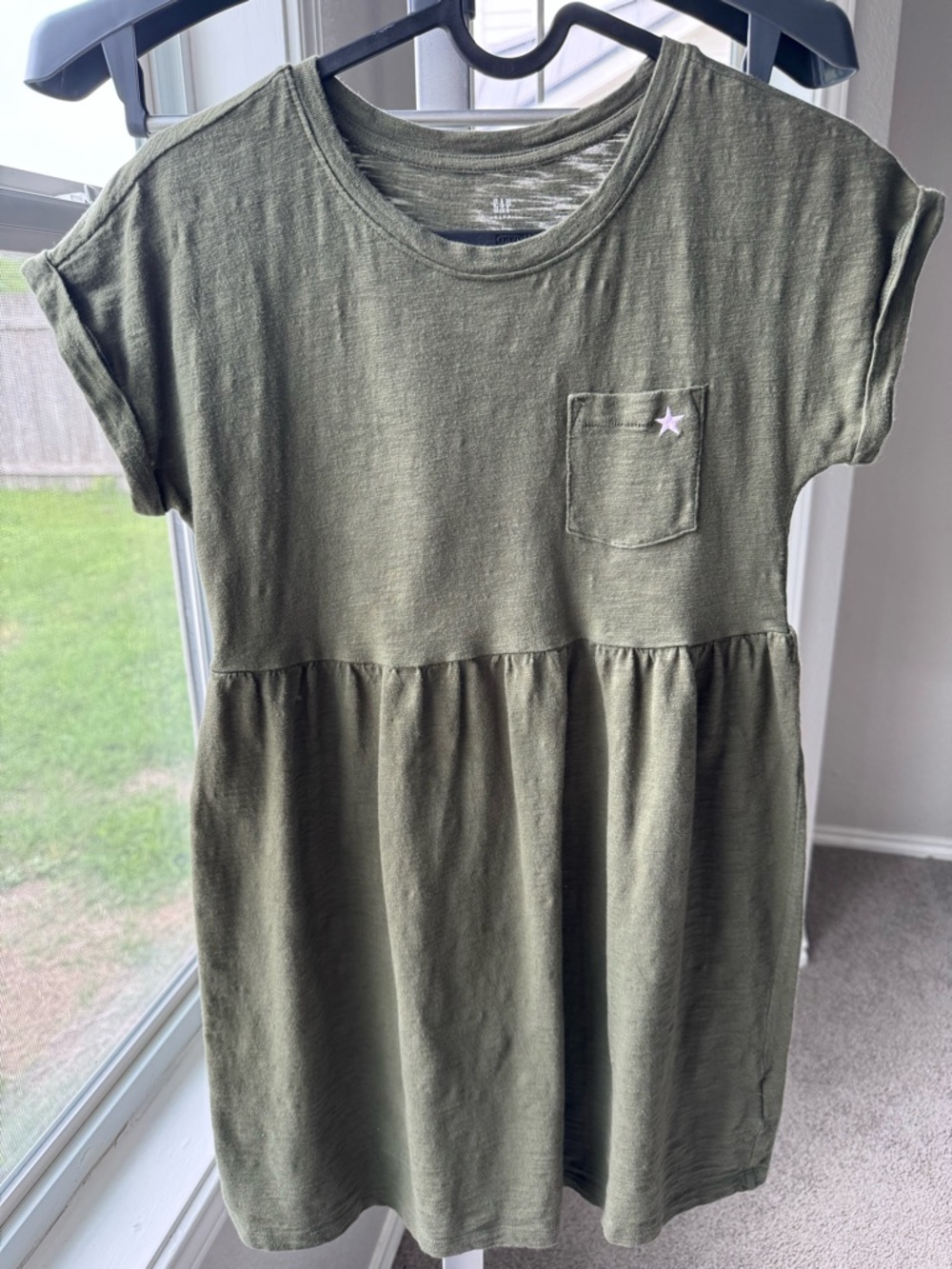 Kids Olive Green Pocket Dress